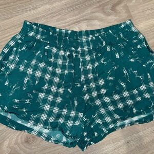 Green Plaid Women's Shorts